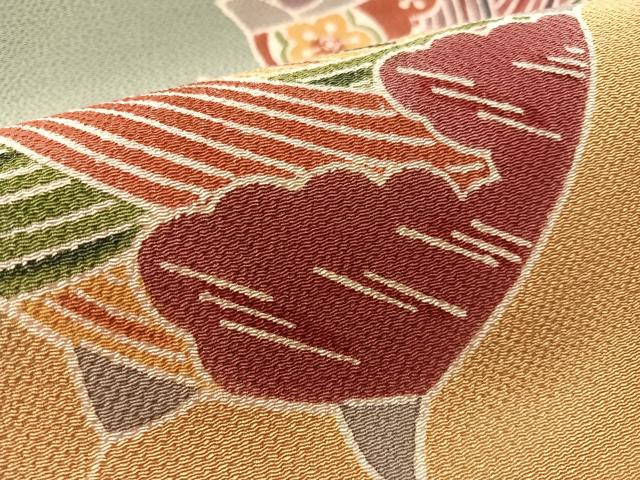 平和屋着物●九寸名古屋帯　型染め　糸巻き文　鬼しぼ縮緬　正絹　逸品　CABL6380vp