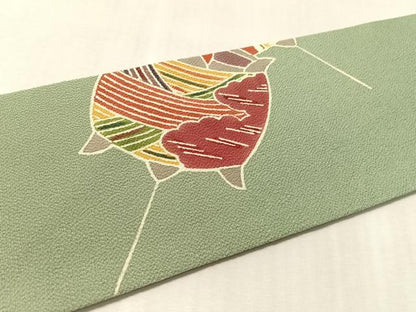 平和屋着物●九寸名古屋帯　型染め　糸巻き文　鬼しぼ縮緬　正絹　逸品　CABL6380vp