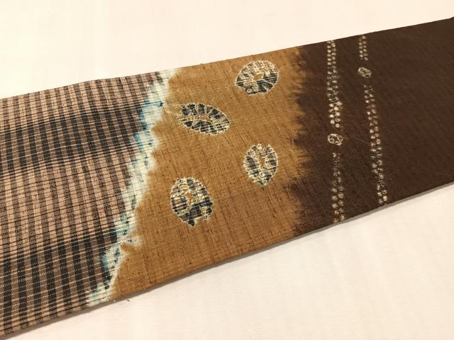 平和屋着物●九寸名古屋帯　紬地　絞り　流水花文　正絹　逸品　CABL6381vp