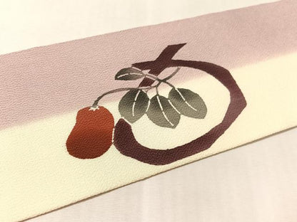 平和屋着物●九寸名古屋帯　型染め　成物　鬼しぼ縮緬　正絹　逸品　CABL6382vp