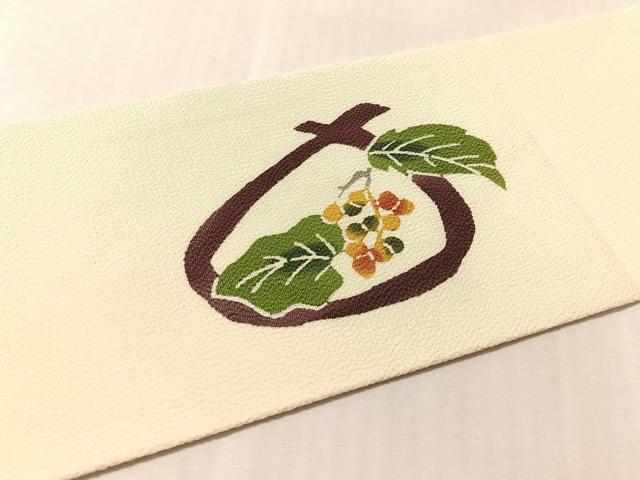 平和屋着物●九寸名古屋帯　型染め　成物　鬼しぼ縮緬　正絹　逸品　CABL6382vp