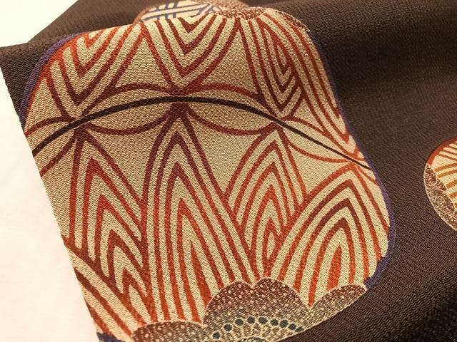 平和屋着物●全通柄　九寸名古屋帯　型染め　毬　鬼しぼ縮緬　正絹　逸品　CABL6386vp