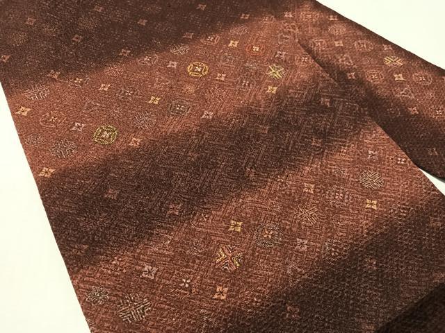 平和屋着物●九寸名古屋帯　総絞り　刺繍　横段七宝花文　金糸　正絹　逸品　CABL6388vp