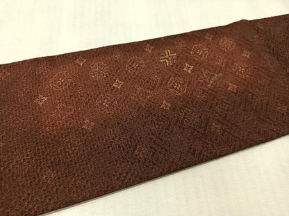 平和屋着物●九寸名古屋帯　総絞り　刺繍　横段七宝花文　金糸　正絹　逸品　CABL6388vp