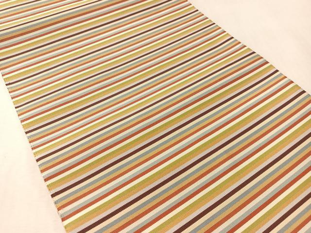 平和屋着物●爪搔き本綴れ　八寸名古屋帯　横縞　正絹　逸品　CABL6391vp