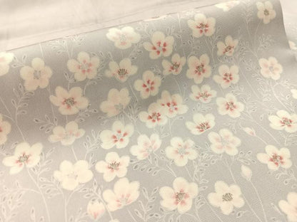 平和屋着物●塩瀬　九寸名古屋帯　草花文　銀彩　正絹　逸品　CABL6393vp