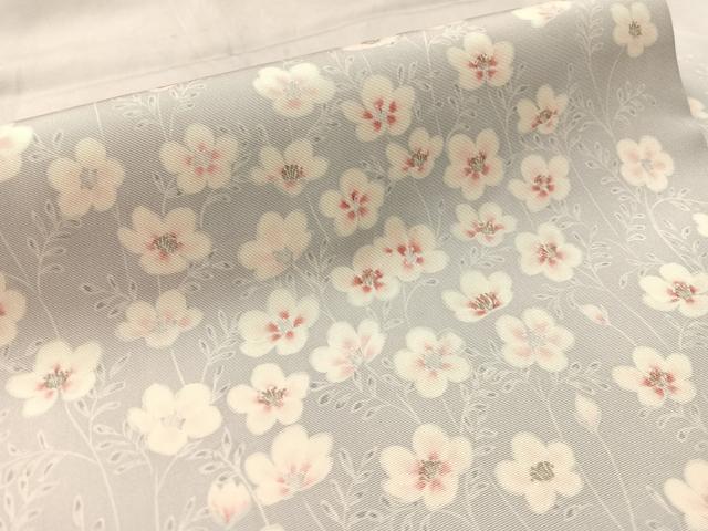 平和屋着物●塩瀬　九寸名古屋帯　草花文　銀彩　正絹　逸品　CABL6393vp