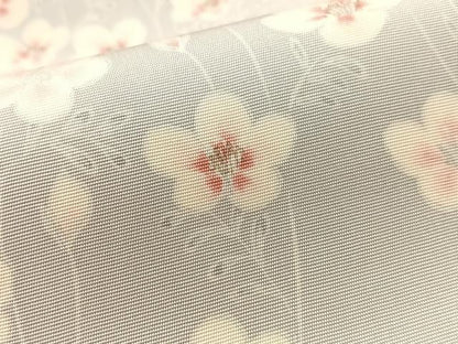 平和屋着物●塩瀬　九寸名古屋帯　草花文　銀彩　正絹　逸品　CABL6393vp