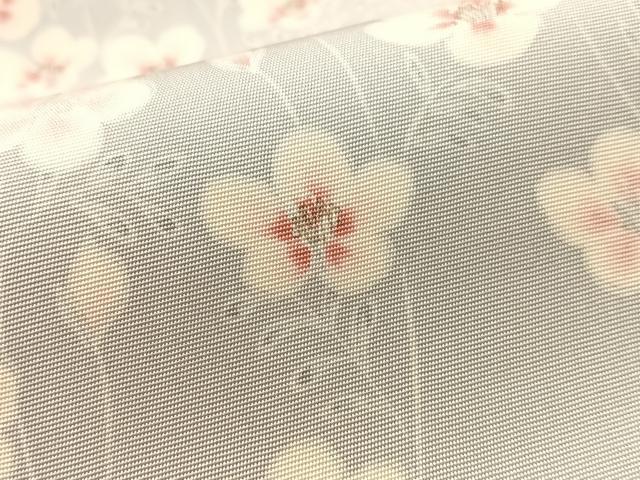 平和屋着物●塩瀬　九寸名古屋帯　草花文　銀彩　正絹　逸品　CABL6393vp