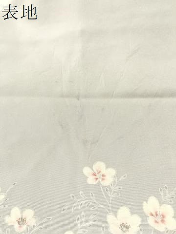 平和屋着物●塩瀬　九寸名古屋帯　草花文　銀彩　正絹　逸品　CABL6393vp