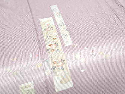 平和屋着物＊夏物　訪問着　絽　短冊溢れ松葉花文　暈し染め　金彩　正絹　逸品　CABL6757th