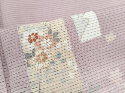 平和屋着物＊夏物　訪問着　絽　短冊溢れ松葉花文　暈し染め　金彩　正絹　逸品　CABL6757th