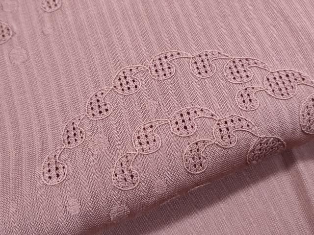 平和屋着物＊夏物　中国三大刺繍　スワトウ刺繍　総刺繍　無地絵羽訪問着　紗　立波文　退紅色　正絹　逸品　CABL6764th