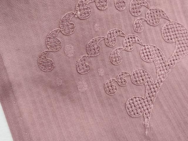 平和屋着物＊夏物　中国三大刺繍　スワトウ刺繍　総刺繍　無地絵羽訪問着　紗　立波文　退紅色　正絹　逸品　CABL6764th