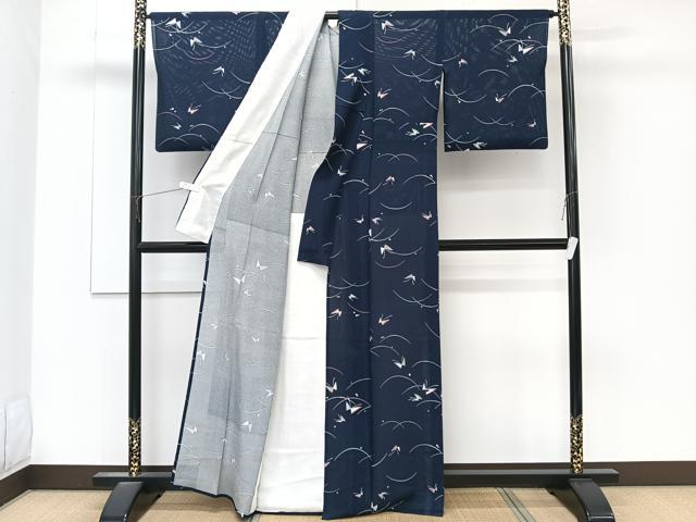 平和屋着物＊夏物　小紋　絽　芝舞蝶文　正絹　逸品　CABL6801xi