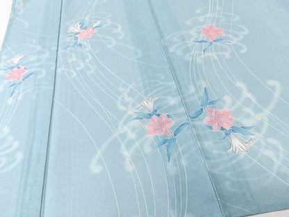 平和屋着物＊夏物　訪問着　絽　流水草花文　洗える着物　CABL6802xi