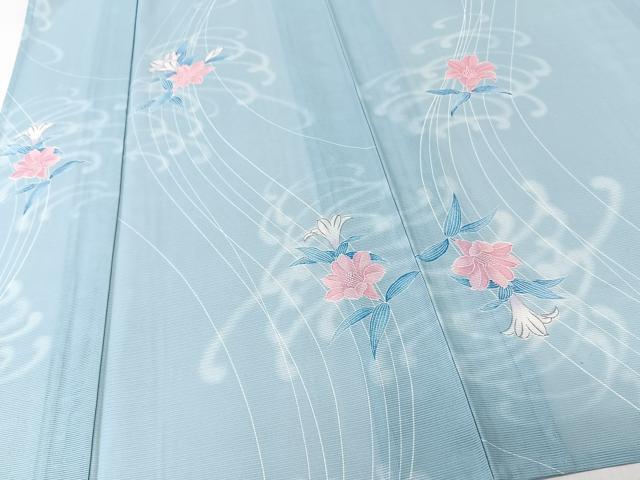 平和屋着物＊夏物　訪問着　絽　流水草花文　洗える着物　CABL6802xi