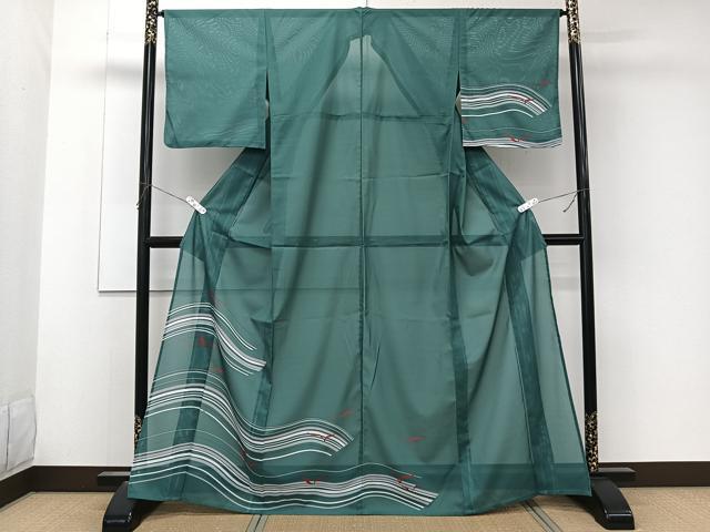 平和屋着物＊夏物　訪問着　絽　波飛鳥文　洗える着物　CABL6803xi