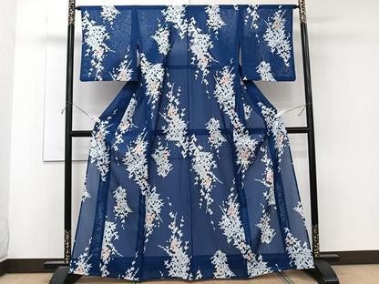 平和屋着物＊夏物　小紋　絽　枝草花文　さんび謹製　洗える着物　CABL6804xi