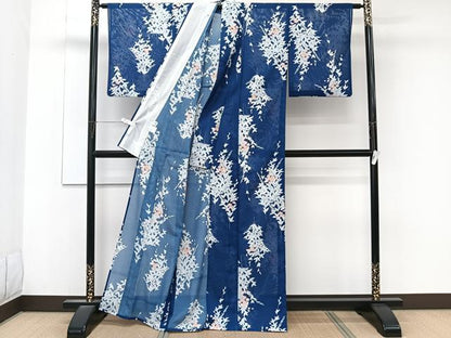 平和屋着物＊夏物　小紋　絽　枝草花文　さんび謹製　洗える着物　CABL6804xi