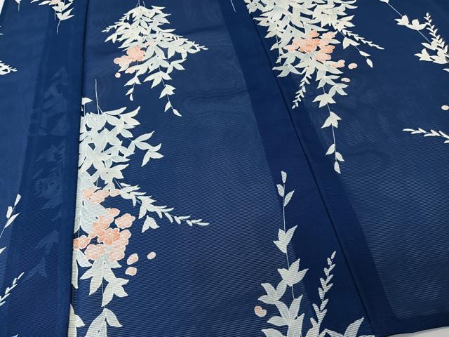 平和屋着物＊夏物　小紋　絽　枝草花文　さんび謹製　洗える着物　CABL6804xi