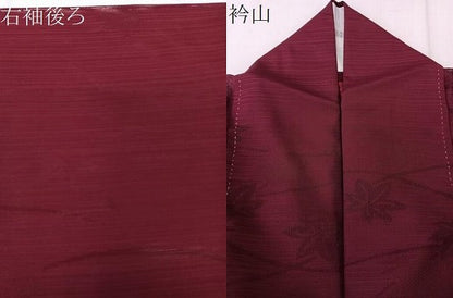 平和屋着物＊夏物　色無地　変わり絽　芝楓紋紗　葡萄茶色　洗える着物　CABL6806xi