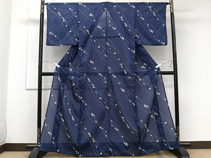 平和屋着物＊夏物　小紋　絽　抽象文　洗える着物　CABL6807xi