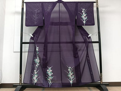 平和屋着物＊夏物　訪問着　絽　草花文　洗える着物　CABL6809xi