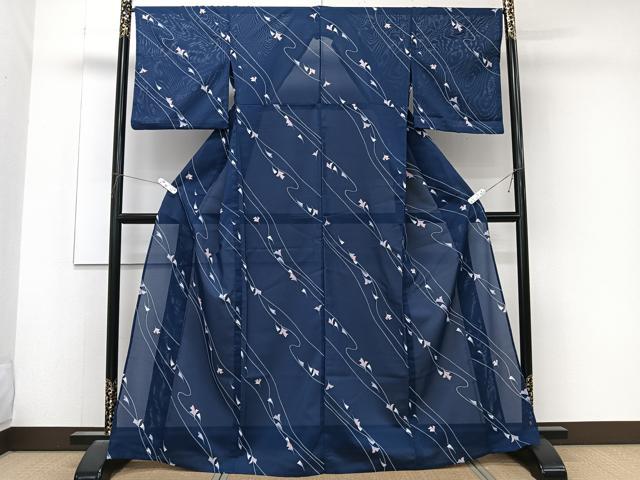 平和屋着物＊夏物　小紋　絽　抽象文　洗える着物　CABL6814xi