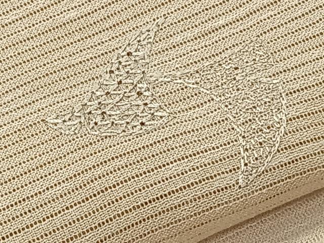 平和屋着物＊夏物　訪問着　絽　スワトウ刺繍　総刺繍　銀杏文　洗える着物　CABL6824xi