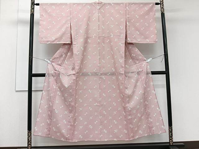 平和屋着物＊夏物　小紋　絽　琉球絣文様　洗える着物　未使用　CABL6827xi