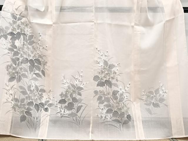 平和屋着物＊夏物　訪問着　紗紬　手描き　枝草花文　正絹　逸品　CABL6828xi