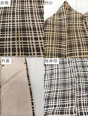 平和屋着物＊夏物　小紋　格子文様　正絹　逸品　CABL6829xi