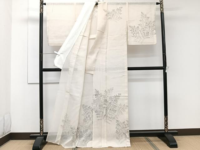 平和屋着物＊夏物　訪問着　紗紬　手描き　枝葉文　正絹　逸品　CABL6833xi