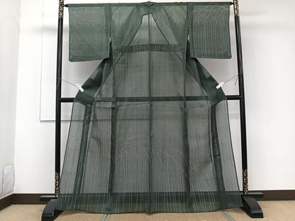 平和屋着物＊夏物　絹芭蕉　訪問着　枝垂れ柳文　正絹　逸品　CABL6835xi