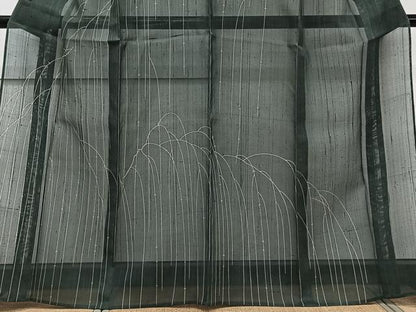平和屋着物＊夏物　絹芭蕉　訪問着　枝垂れ柳文　正絹　逸品　CABL6835xi