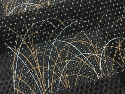 平和屋着物＊夏物　訪問着　紗　一乃倉　駒刺繍　色紙草文　黒地　金銀彩　正絹　逸品　CABL6836xi