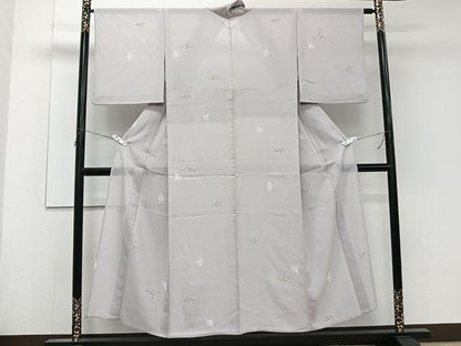 平和屋着物＊夏物　小紋　絽　銀杏文　金彩　正絹　逸品　CABL6839xi