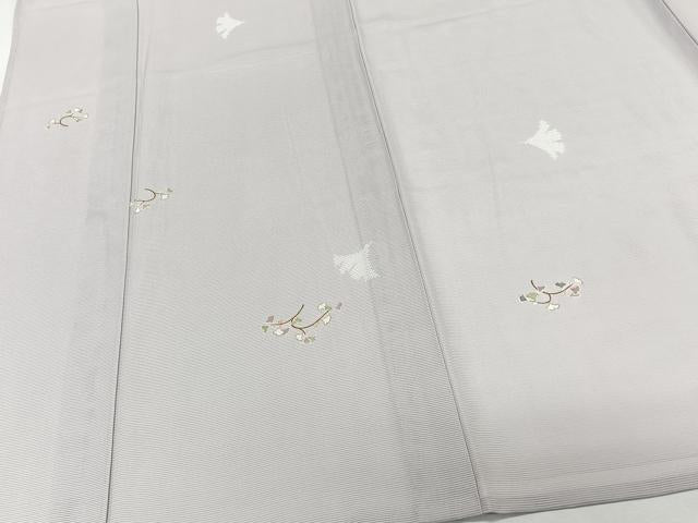 平和屋着物＊夏物　小紋　絽　銀杏文　金彩　正絹　逸品　CABL6839xi