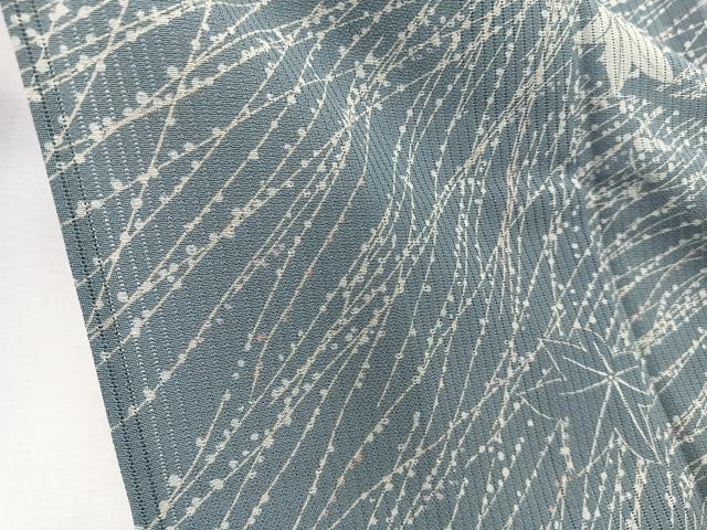 平和屋着物＊夏物　小紋　縦絽　枝楓文　正絹　逸品　CABL6840xi