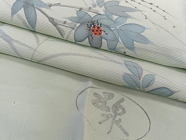 平和屋着物＊夏物　訪問着　絽　手描き　枝楓文　てんとう虫　五泉　反端付き　正絹　逸品　CABL6841xi