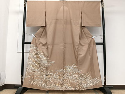 平和屋着物＊夏物　色留袖　紗綾形紋紗　駒刺繍　立波船文　正絹　逸品　CABL6842xi