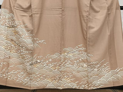 平和屋着物＊夏物　色留袖　紗綾形紋紗　駒刺繍　立波船文　正絹　逸品　CABL6842xi