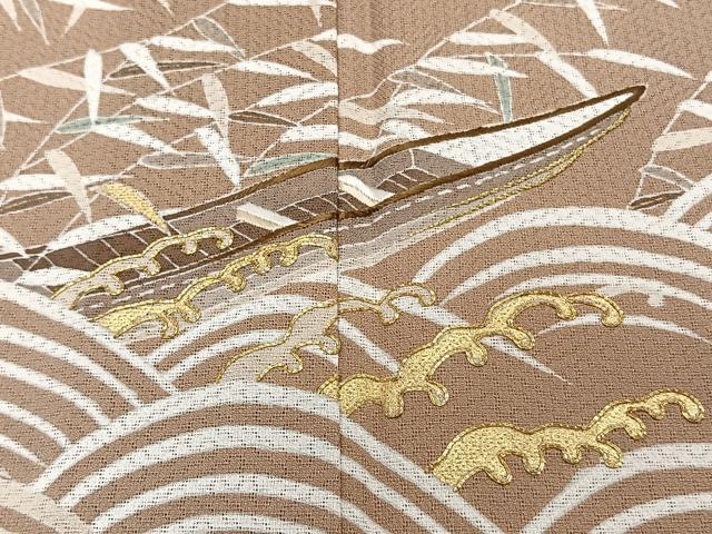 平和屋着物＊夏物　色留袖　紗綾形紋紗　駒刺繍　立波船文　正絹　逸品　CABL6842xi