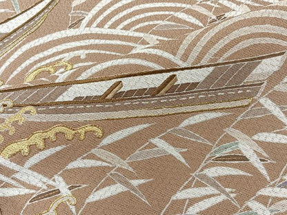 平和屋着物＊夏物　色留袖　紗綾形紋紗　駒刺繍　立波船文　正絹　逸品　CABL6842xi