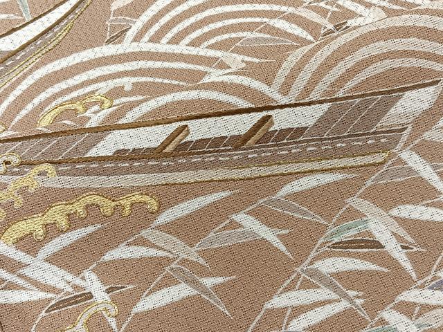 平和屋着物＊夏物　色留袖　紗綾形紋紗　駒刺繍　立波船文　正絹　逸品　CABL6842xi