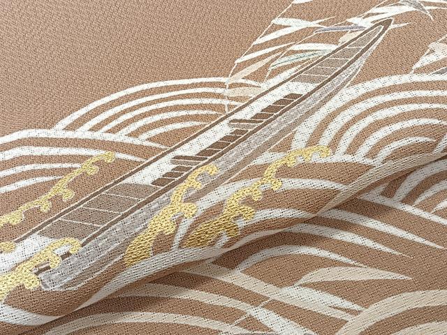平和屋着物＊夏物　色留袖　紗綾形紋紗　駒刺繍　立波船文　正絹　逸品　CABL6842xi