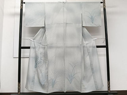 平和屋着物＊夏物　訪問着　絽　駒刺繍　草文　正絹　逸品　CABL6845xi