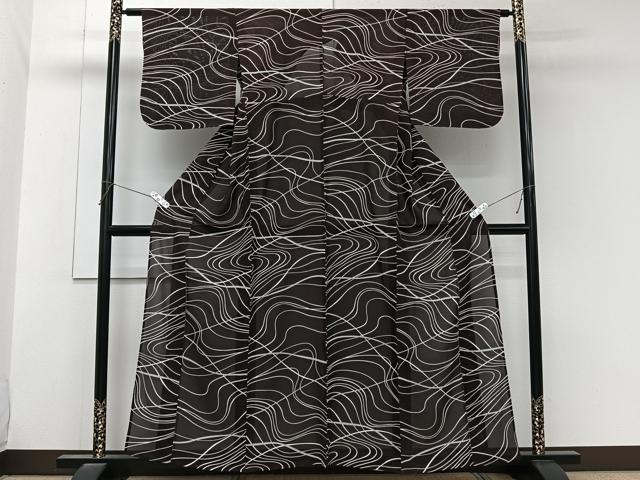 平和屋着物＊夏物　小紋　絽　抽象文様　三越扱い　正絹　逸品　CABL6848xi