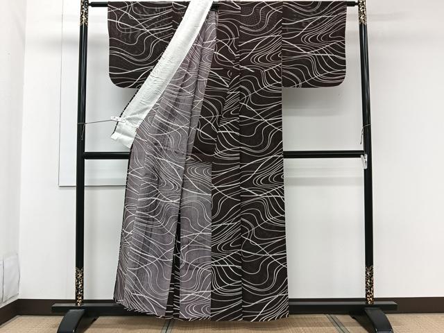 平和屋着物＊夏物　小紋　絽　抽象文様　三越扱い　正絹　逸品　CABL6848xi